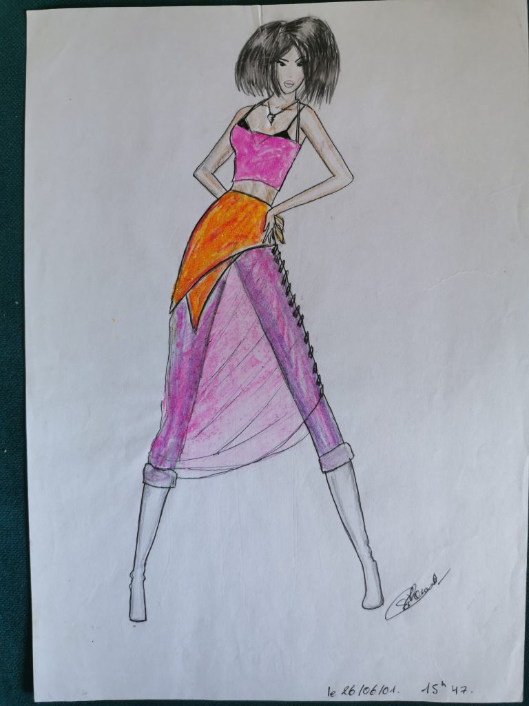 figurine tenue fluo oye sheena par Sihem Debah